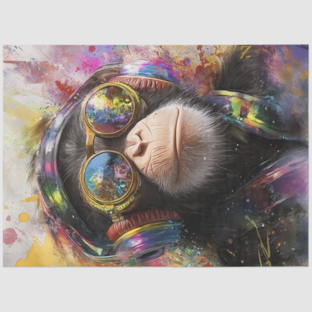 Decoupage Vibrant Painting Monkey Abstract  Tissue Paper (Front)