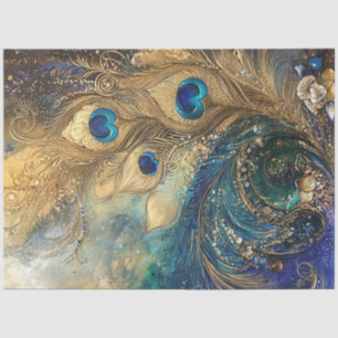 Decoupage Vibrant Peacock Feather Motif Tissue Paper