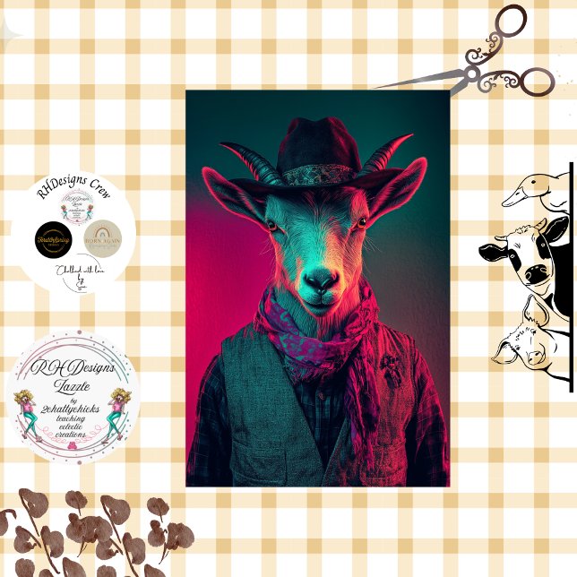 Decoupage Vibrantly Photo of Farmer Goat  Tissue Paper (Creator Uploaded)