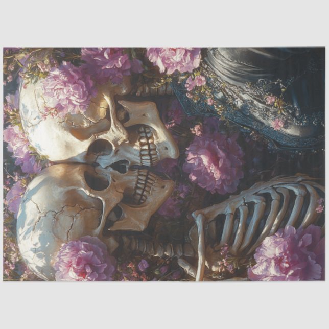 Decoupage Victorian Skeleton Wedding in Pink  Tissue Paper (Front)