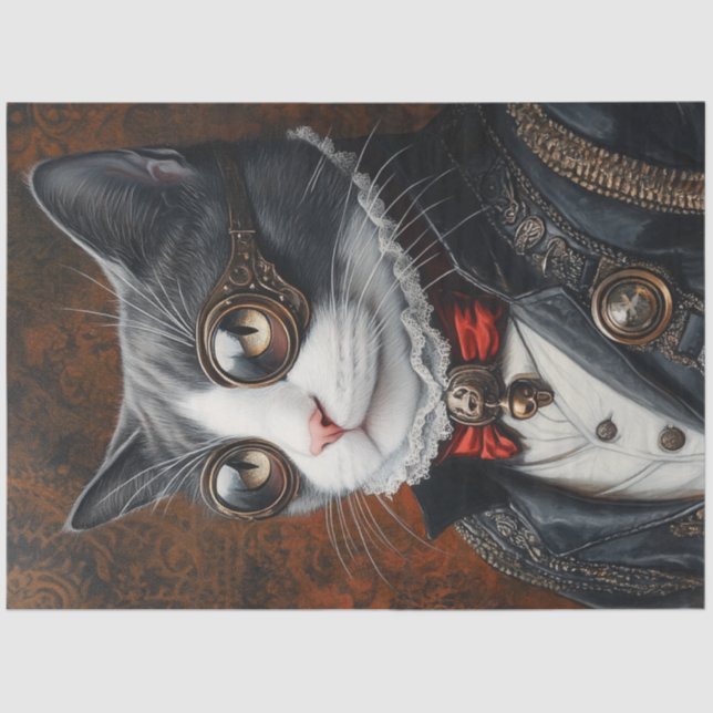 Decoupage Victorian Valentine Dashing Cat Tissue Paper (Front)