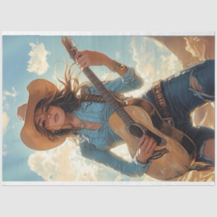 Decoupage Vintage Character Guitarist Debbie Tissue Paper