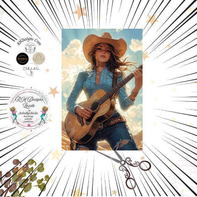 Decoupage Vintage Character Guitarist Debbie  Tissue Paper (Creator Uploaded)