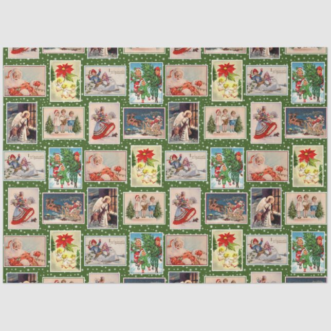 Decoupage Vintage Christmas Postcard  Tissue Paper (Front)