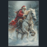 Decoupage Vintage Classic Santa Riding White Horse Tissue Paper<br><div class="desc">In a magical land where snowflakes sparkled like diamonds, Santa Claus prepared for his annual journey. This year, instead of his traditional sleigh, Santa decided to ride a magnificent white horse named Snowflake. With a flowing mane and a gentle spirit, Snowflake was the perfect companion for this special night. Dressed...</div>