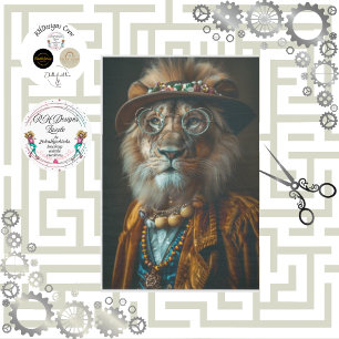 Decoupage Vintage Dressed Charismatic Lion Tissue Paper