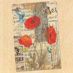 Decoupage Vintage Ephemera Poppy Hummingbird Tissue Paper<br><div class="desc">This design may be personalized by choosing the Edit Design option. You may also transfer onto other items. Contact me at colorflowcreations@gmail.com or use the chat option at the top of the page if you wish to have this design on another product or need assistance. See more of my designs...</div>