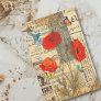 Decoupage Vintage Ephemera Poppy Hummingbird Tissue Paper