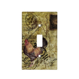  Decoupage Vintage Ephemera Rooster Farm   Light Switch Cover