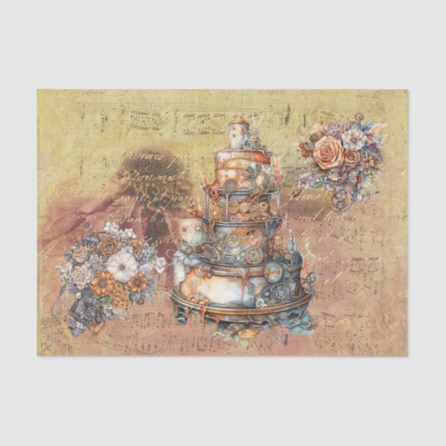 Decoupage Vintage Ephemera Steampunk wedding Tissue Paper (Front)