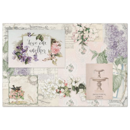 Decoupage Vintage Floral Ephemera Antique French Tissue Paper