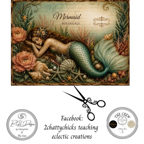 Decoupage Vintage Mermaid Botanicals Ocean Tissue Paper