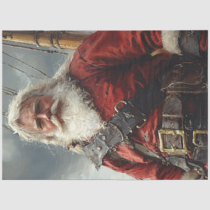 Decoupage Vintage Pirate Santa Claus on Ship Tissue Paper