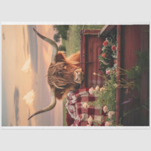 Decoupage Vintage Rusted Truck Highland Cow Field Tissue Paper