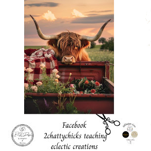 Decoupage Vintage Rusted Truck Highland Cow Field Tissue Paper