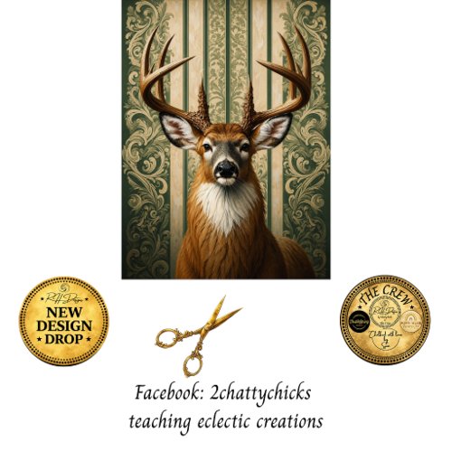 Decoupage Vintage Rustic Lodge Buck Deer Art Tissue Paper