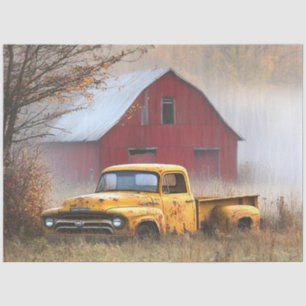 Decoupage Vintage Rusty Truck Field Red Barn Tissue Paper