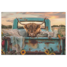 Decoupage Vintage Rusty Truck Highland Cow