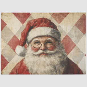 Decoupage Vintage Santa Diamond Background  Tissue Paper