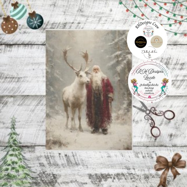 Decoupage Vintage Santa Rudolph Winter Scene Tissue Paper (Creator Uploaded)