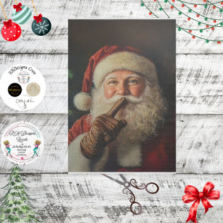Decoupage Vintage Santa Shushing Tissue Paper