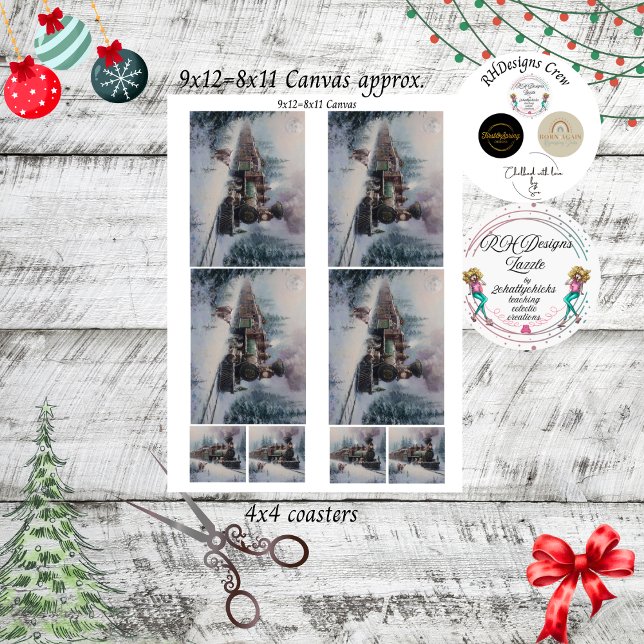 Decoupage Vintage Steam Engine Country Christmas  Tissue Paper (Creator Uploaded)