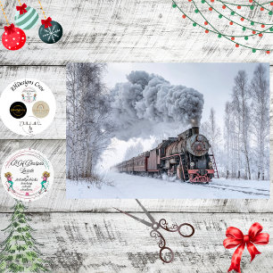 Decoupage Vintage Steam Train Locomotive Snow Tissue Paper