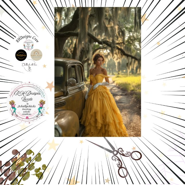 Decoupage Vintage Yellow Car Beautiful Woman Tissue Paper (Creator Uploaded)