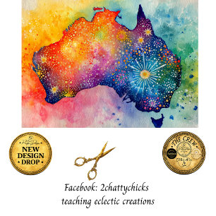 Decoupage Watercolor Australian Map & Burst Colors Tissue Paper