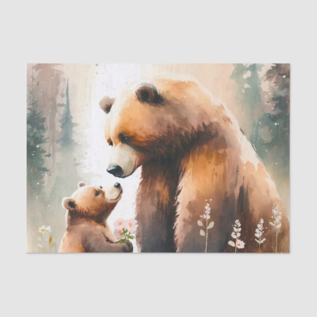 Decoupage watercolor bear lovers  tissue paper (Front)