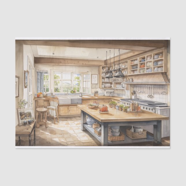 Decoupage watercolor Country kitchen  Tissue Paper (Front)