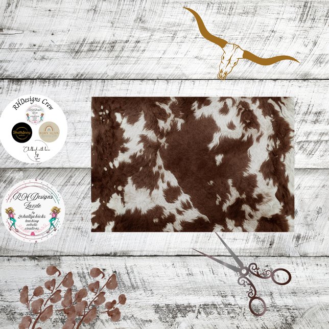 Decoupage Western Brown White Cowhide Texture  Tissue Paper (Creator Uploaded)