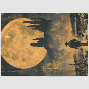 Decoupage Western Cowboy Desert Landscape Moon Tissue Paper