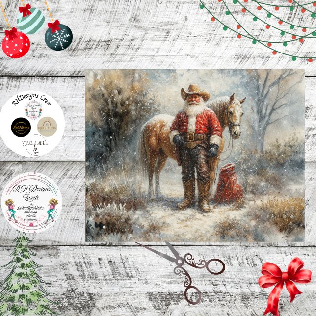 Decoupage Western Cowboy Santa & Horse Tissue Paper (Creator Uploaded)