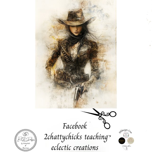 Decoupage Western Cowgirl Pencil Art Mystical  Tissue Paper (Creator Uploaded)