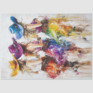 Decoupage Western Cowgirls Vibrant Colors Dancing Tissue Paper