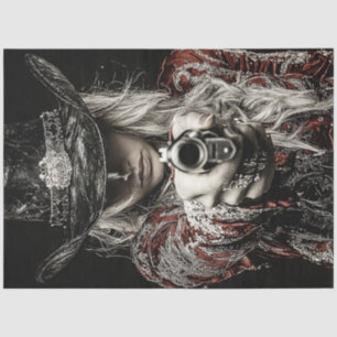 Decoupage Western Frontier Lady Sheriff Tissue Paper