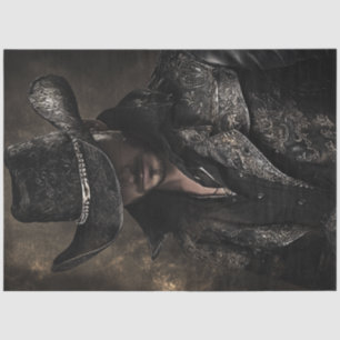 Decoupage Western Outlaw in Black-Jack McGraw Tissue Paper