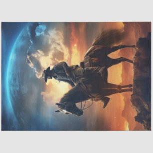 Decoupage Western Scene Cowboy Horse Moon Tissue Paper