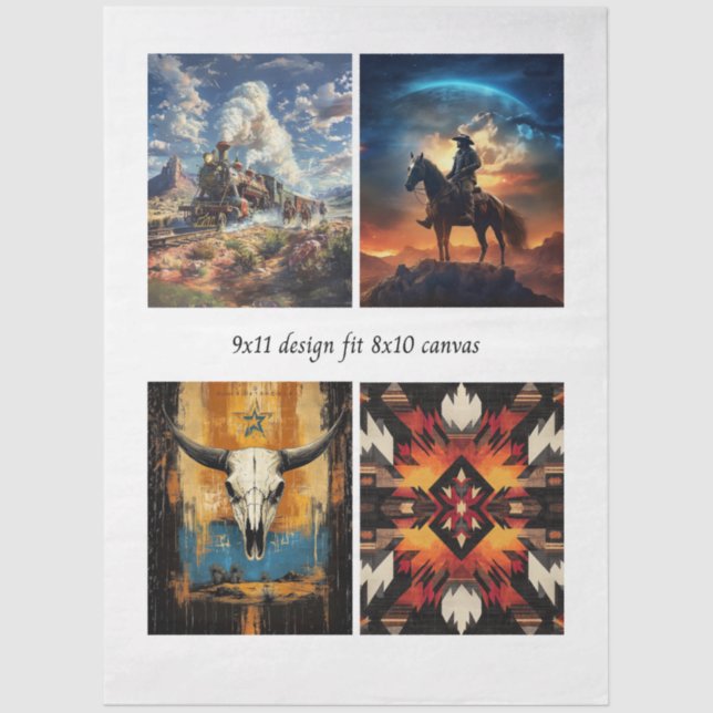 Decoupage Western & Tribal 8x10 Canvas Designs  Tissue Paper (Front)