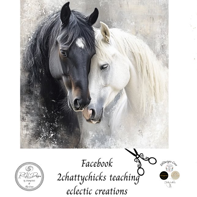 Decoupage Whimsical Abstract Black White Horse  Tissue Paper (Creator Uploaded)