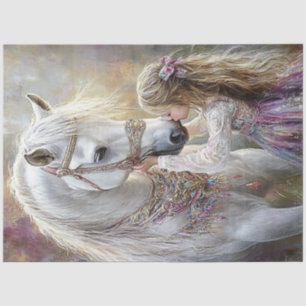 Decoupage Whimsical Adorned Horse & Child  Tissue Paper