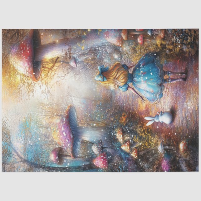 Decoupage Whimsical AI Little Blonde Adventures  Tissue Paper (Front)