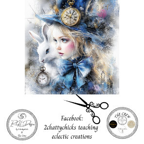 Decoupage Whimsical Alice Adventure & Rabbit  Tissue Paper