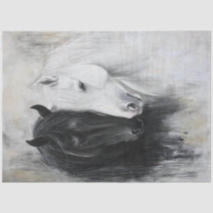 Decoupage Whimsical Black White Horse Graceful Tissue Paper