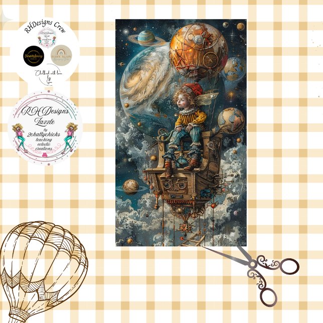 Decoupage Whimsical Boy Riding in Hot Air Balloon  Tissue Paper (Creator Uploaded)