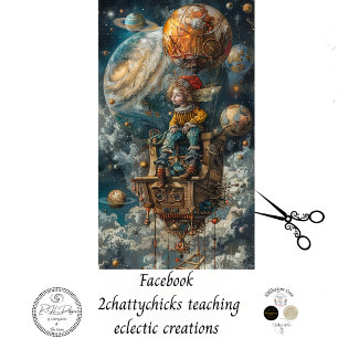 Decoupage Whimsical Boy Riding in Hot Air Balloon  Tissue Paper