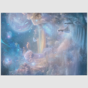 Decoupage Whimsical Celestial Landscape Misty Blue Tissue Paper