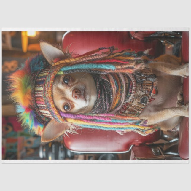 Decoupage Whimsical Chihuahua Patchwork at Salon  Tissue Paper (Front)