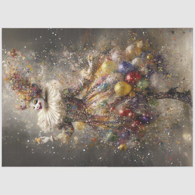 Decoupage Whimsical Circus Clown Colorful Costume  Tissue Paper (Front)